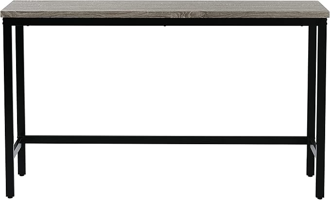 4-Piece Counter Height Extra Long Dining Table Set, Bar Table Set with 3 Stools, Side Table with Footrest Pub Kitchen Set (Gray)