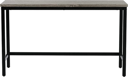 4-Piece Counter Height Extra Long Dining Table Set, Bar Table Set with 3 Stools, Side Table with Footrest Pub Kitchen Set (Gray)