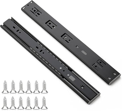 Ravinte 14 Inch Soft Close Drawer Slides 1 Pairs 2 Pack Black Full Extension Ball Bearing Drawer Glide Side Mount