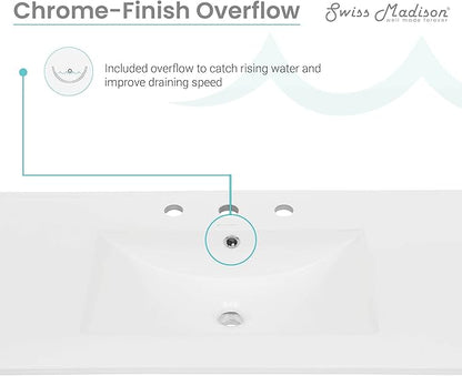 36" Ceramic Vanity Top with Three Faucet Holes