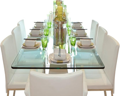 Dulles Glass 30X60 inch Rectangular Glass Table Top - Tempered - 1/4" Thick Glass Surface, Safe Beveled Edge, Radius Corners, Multipurpose for Dining, Patio, Coffee and End Table