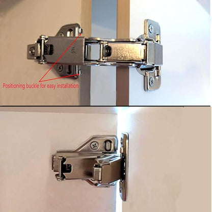 180 Degree Frameless Cabinet Hinges, Soft Closing, Nickel-Plated Steel, Concealed Hydraulic Adjustable, Full Overlay Design, 2 Pack