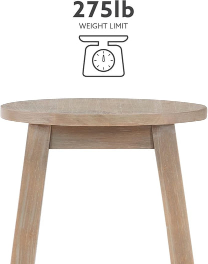 Linon Zeke Grey Wash 24" Counter Stool with Round Seat