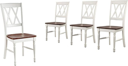 Crosley Furniture Shelby Traditional Wood X-Back Dining Room Chairs Set of 4, Kitchen Chair, Distressed White