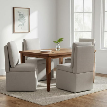 KISLOT Upholstered Dining Chairs with Casters, Modern Dining Room Chairs Set of 2 with Hidden Storage & 4 Wheels, Single Sofa Chair for Kitchen, Reading Room, Waiting Room, Taupe
