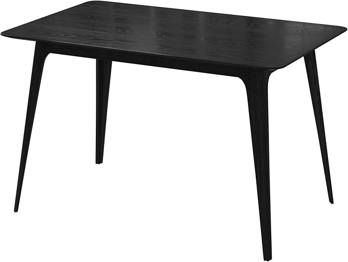 Mid - Century Modern Solid Wood Table with 4 Farmhouse Pcs Tapered Dining Table Legs for Kitchen Island, Bench - Natural Hardwood Replacement Legs (Black)