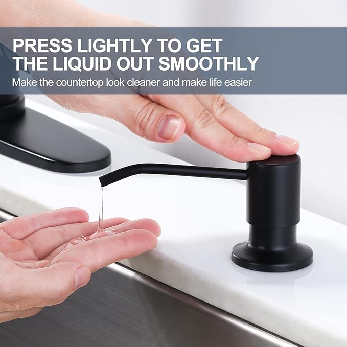 Black Kitchen Faucet with Soap Dispenser, WOWOW Stainless Steel Kitchen Faucet for Sink 2 or 4 Hole, High Arc Vintage Kitchen Sink Faucet with Pull Down Sprayer and Deck Plate