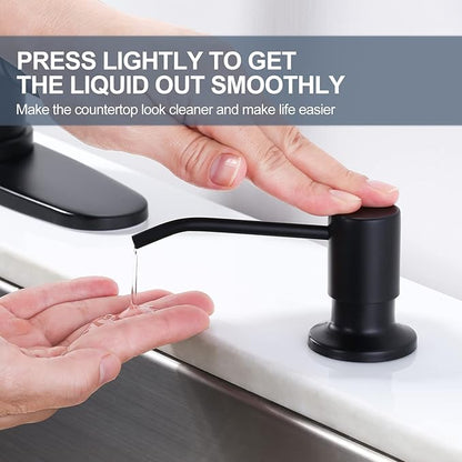 Black Kitchen Faucet with Soap Dispenser, WOWOW Stainless Steel Kitchen Faucet for Sink 2 or 4 Hole, High Arc Vintage Kitchen Sink Faucet with Pull Down Sprayer and Deck Plate