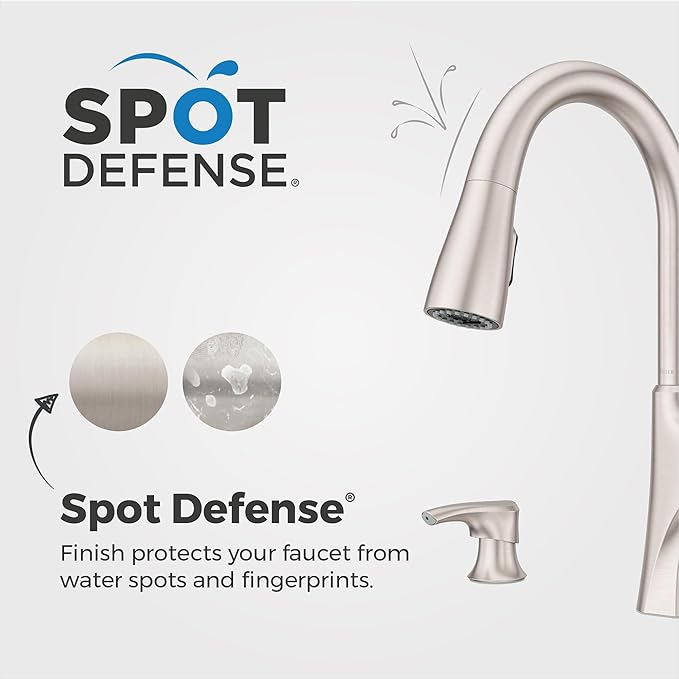 Pfister Miri 2.0 Kitchen Faucet with Pull Down Sprayer and Soap Dispenser, Single Handle, High Arc, NSF Certified, Spot Defense Stainless Steel Finish, F5297MRRGS