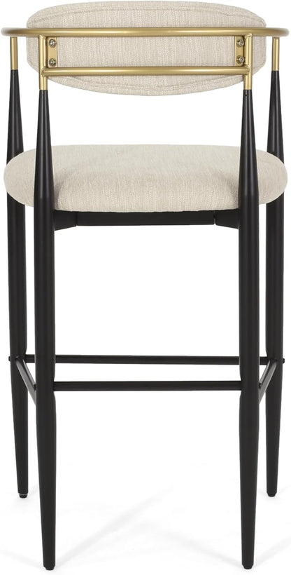 Mid Century Modern Dining Chairs Set of 2, Upholstered Dining Room Chair with Backs and Iron Legs for Kitchen Island and Living Room, 265LBS Capacity,Beige