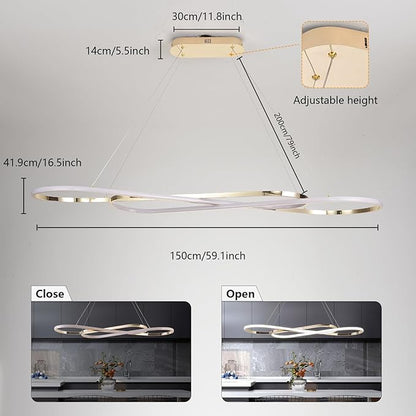 Dimmable Modern for Dining Room Chandelier Light Fixture Over Table with Remote
