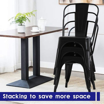 BestOffice 18 Inch Metal Chairs Set of 4 Metal Stackable Patio Seat Height Café Restaurant Dining Chairs Indoor Outdoor with Waterproof Tolix Side