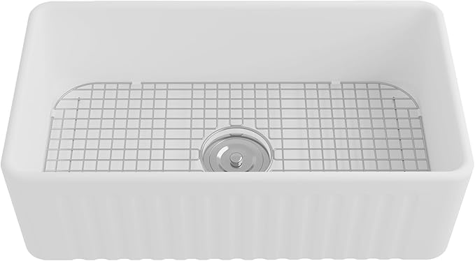 DeerValley Farmhouse Sink 30"x18" 10 inch Deep White Kitchen Sinks Fireclay Single Bowl Apron Front Lavabos de Cocina with Accessories