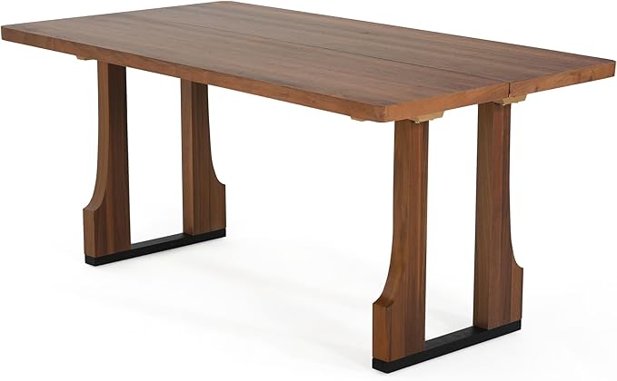 63" Scratch-Resistant Island Tables, Rustic Dining Table with Pedestal Base, Mid Century Dining Table for Kitchens & Apartments, Walnut