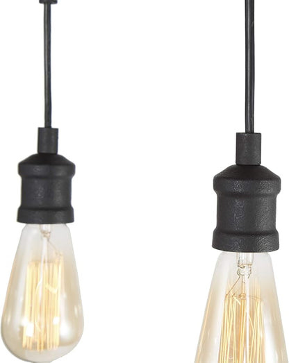 LOG BARN Kitchen Light Fixtures, Farmhouse Chandelier for Kitchen Island in Rustic Faux Wood with Black Wires, 5-Light Pendant Lighting for Dining Room