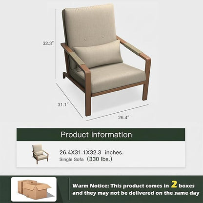 Patio Furniture Set, 2-Piece Aluminum Outdoor Single Chairs with Washable High-Resiliency Sponge Cushions, Beige