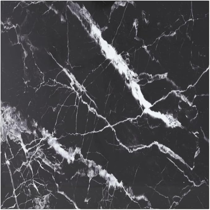 31.5x31.5 in Tempered Glass Table Top Black White Marble Design Square Durable Countertop for Dining Coffee Living Room