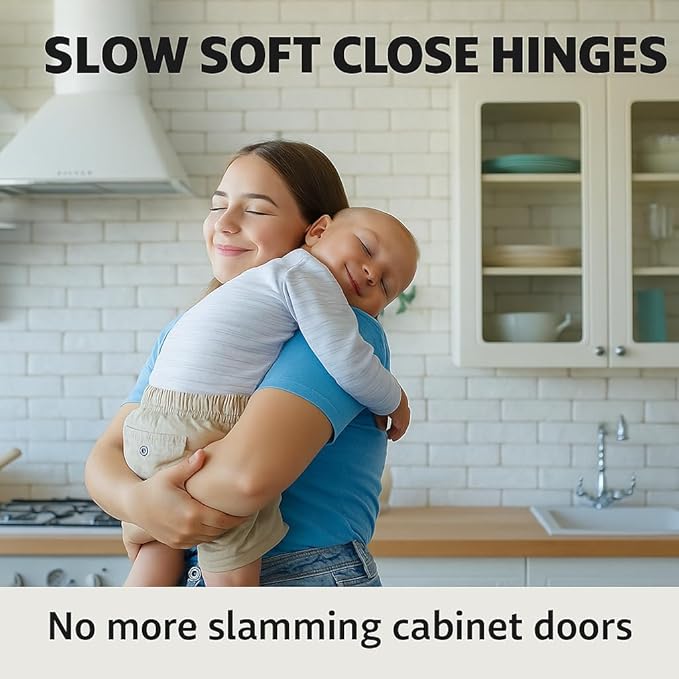 DecoBasics Inset Soft Close Cabinet Hinges for Kitchen Cabinets (60 Pcs)-105° Frameless Concealed Cabinet Door Hinge -6 Way Adjustability & Clip on Plate & Matching Screw for Easy Installation