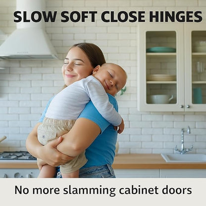 DecoBasics Inset Soft Close Cabinet Hinges for Kitchen Cabinets (60 Pcs)-105° Frameless Concealed Cabinet Door Hinge -6 Way Adjustability & Clip on Plate & Matching Screw for Easy Installation