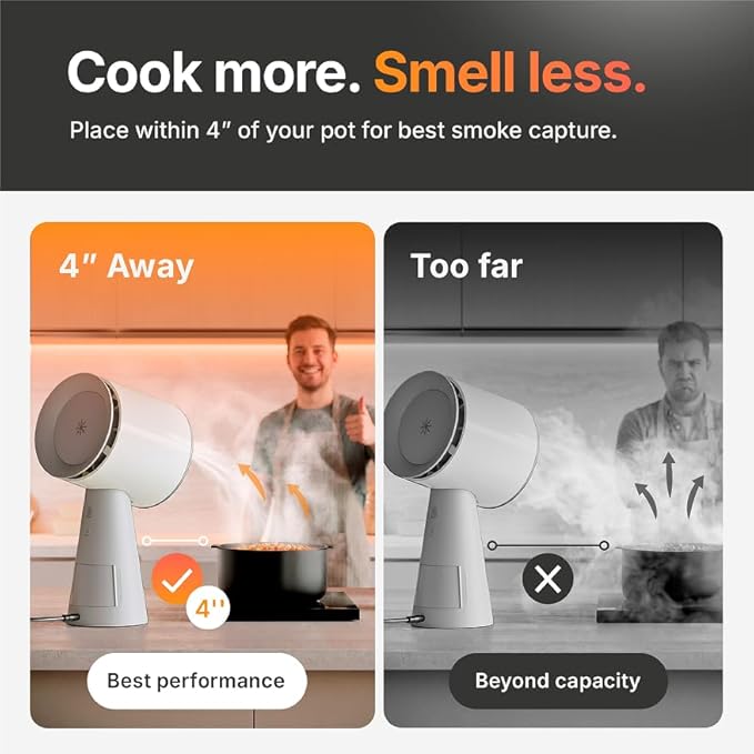 TUCO Portable Range Hood, Countertop Kitchen Exhaust Fan with 3 Speeds, 5-Layer Filter, Powerful Smoke Removal, Low Noise, Oil Cup, Air Purifier for Apartments, Dorms & Indoor BBQ Smokeless – Grey