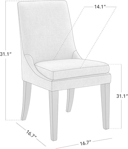 KISLOT Modern Dining Chair Set of 2 Upholstered Performance Fabric Mid Century Comfy Armlesschair for Kitchen Living Room,1 Box