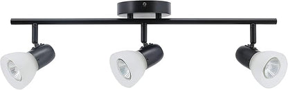 XiNBEi Lighting Track Light, 3 Light Kitchen Ceiling Light with Glass, Modern Black Track Bar Lighting XB-TR1237-3-MB