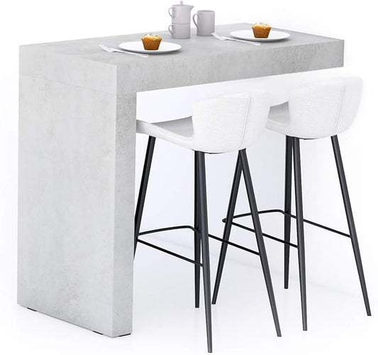 Mobili Fiver, Evolution Kitchen Peninsula 47.2 x 23.6 in, Concrete Effect, Grey, Made in Italy