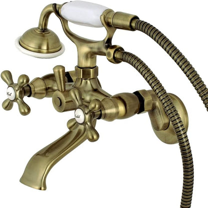 Kingston Brass Kingston KS265AB 6-In Adjustable Centers Wall Mount Tub Filler, Antique Brass
