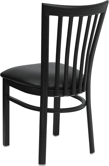 Flash Furniture 2 Pack HERCULES Series Black School House Back Metal Restaurant Chair - Black Vinyl Seat