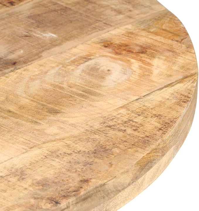 29.5-Inch Round Dining Table Natural Rough Mango Wood Top & Powder-Coated Iron Legs Small Dining Room Table Seats 4 Compact Modern Kitchen Island Table for Apartment and Home