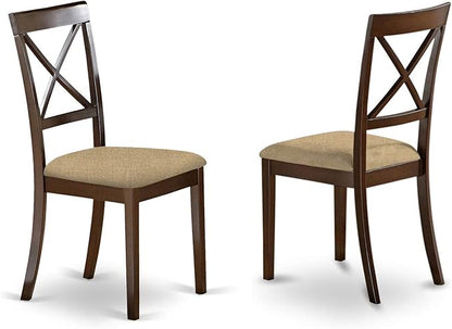 East West Furniture BOC-CAP-W Boston Dining Room Chairs - Cross Back Solid Wood Seat Chairs, Set of 2, Cappuccino