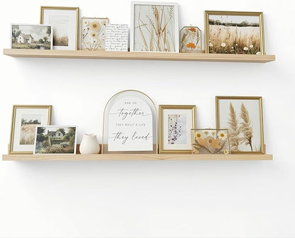 AZSKY 2pc 36in Natural Wood Floating Shelves, Country Rustic Style Wall Shelves for Kids Books, Photo Picture Ledge, Nursery Decor