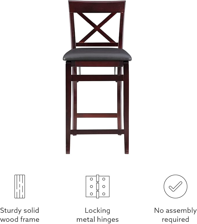 Linon Triena X Back Folding Counter Stool, Brown