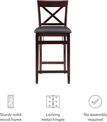 Linon Triena X Back Folding Counter Stool, Brown