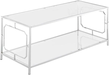 Convenience Concepts Omega Chrome Coffee Table, Clear Glass / Chrome Frame