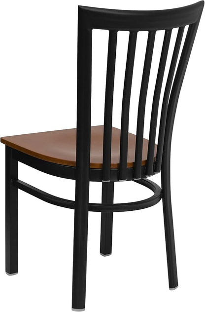 Flash Furniture HERCULES Series Black School House Back Metal Restaurant Chair - Cherry Wood Seat