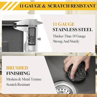 Black 22x18 Inch Kitchen And Bar Sink-Stainless Steel Drop In Single Bowl Topmount Kitchen&Bar Sink Combo-Sink Grid,Soap Dispenser,Drain Basket,Strainer Mesh,Drain Strainer Set for Modern Kitchen Sink