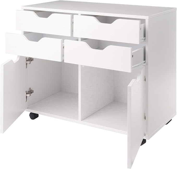 Winsome Halifax Mobile Storage Cabinet with Doors & Drawers, Stylish & Functional Home Storage Cabinet for Filing, Kitchen Organization, Moveable Furniture for Office, Dorms, Apartments