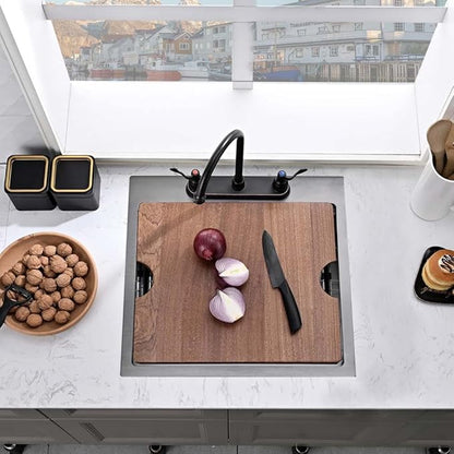 21 Inch Black Drop In Kitchen Sink Workstation -Wesliv 21x20 Inch Black Drop In Outdoor Bar Sink 16 Gauge Single Bowl Workstation RV Small Kitchen Bar Sink with Cutting Board