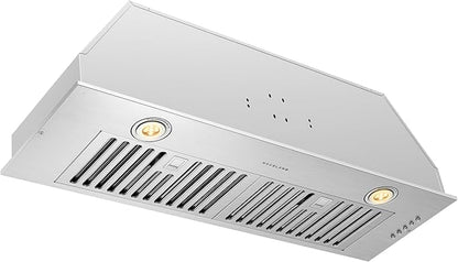 Hauslane Range Hood Insert 36 Inch, Hood Vent for Kitchen | Low Noise Performance, Professional-Grade Baffle Filters, LED Lamps, Stainless Steel Ductless Range Hood, Kitchen Vent Hood 11.25” Deep