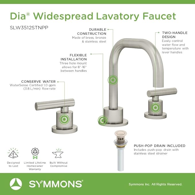 Dia Widespread Two-Handle Bathroom Faucet with Push Pop Drain Assembly (1.0 GPM)