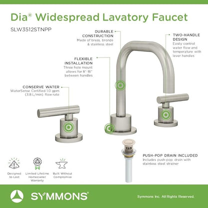 Dia Widespread Two-Handle Bathroom Faucet with Push Pop Drain Assembly (1.0 GPM)