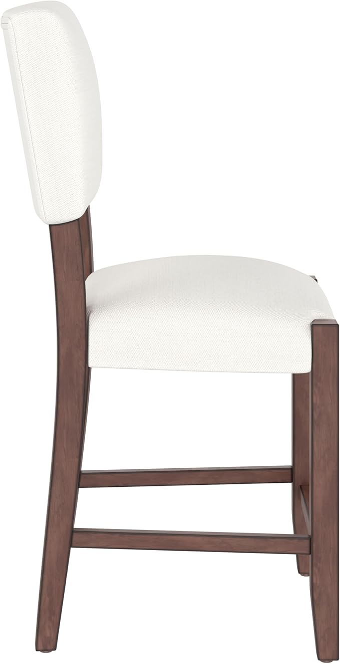 Merax Mid Century Modern Dining Chair Set of 4, 40.4" H Counter Stools with Back, Off White Linen Upholstered Barstools with Solid Wood Legs, Bar Chairs for Kitchen Island Dining Room