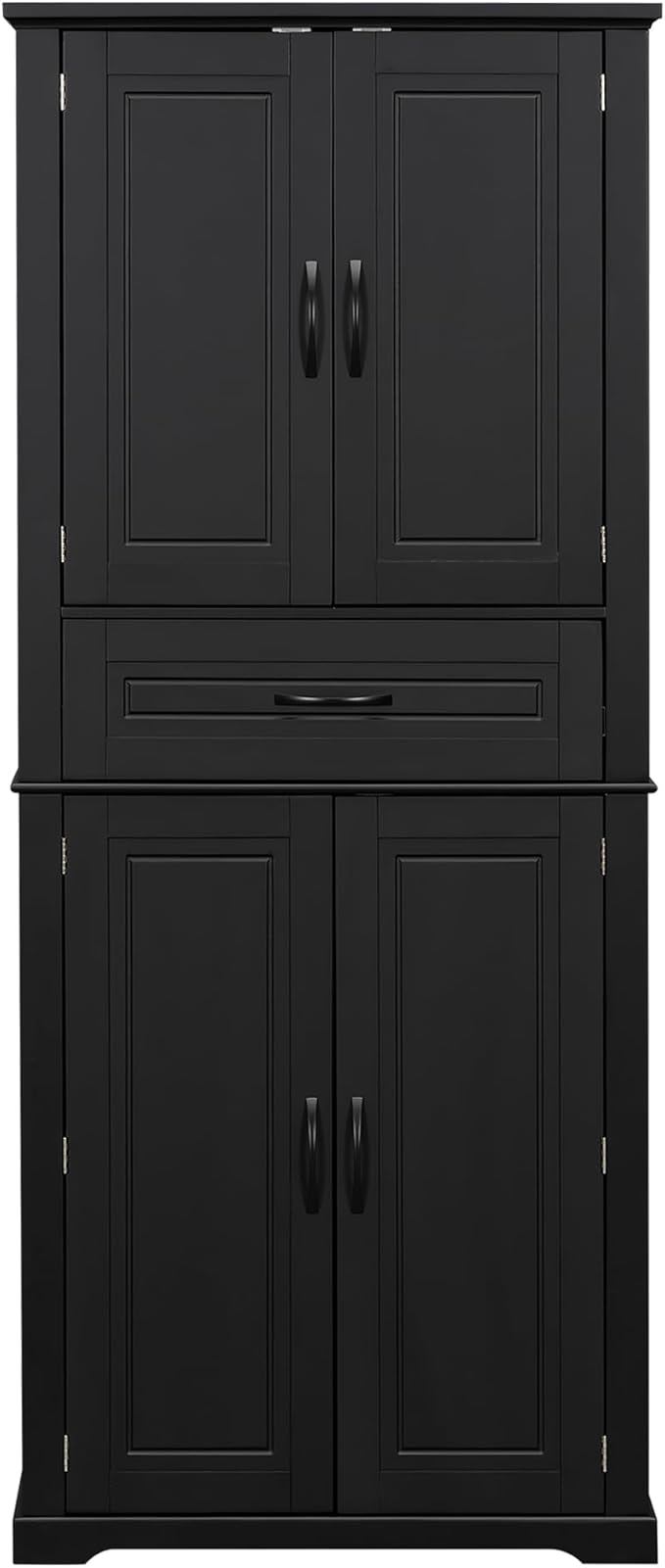 Merax 72" Tall Kitchen Pantry Storage Cabinet, Farmhouse Freestanding Large Cupboard with One Drawer, Bathroom Cabinet with Adjustable Shelves, 6 Door-Shelf for Dining Room, Black