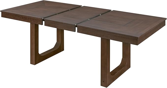 60"-78" Extendable Dining Table – Farmhouse Wooden Kitchen Table with Removable Leaf, Large Expanding Table for 4–8, Rustic Walnut Finish