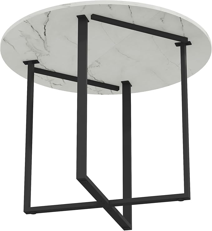Round Dining Table Set for 4, Round Dining Room Table Set for 4 with Metal Leg and 4 Chairs, Small Kitchen Island with Seating for Small Spaces