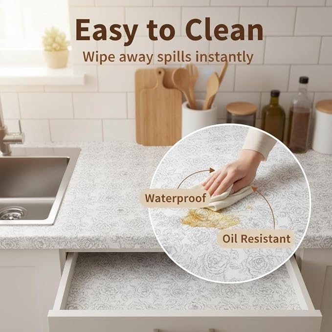 Coavas Shelf and Drawer Liner, Non Slip Extra Grip Non Adhesive Waterproof Thickened Cabinet Mat, Easy Cut for Kitchen Pantry Bathroom Dresser Cupboard (White, 12IN X 30 FT)
