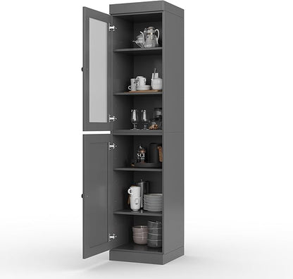 Palace Imports 100% Solid Wood 16.5"" Pantry Cabinet with Raised Panel Doors & Adjustable Shelves