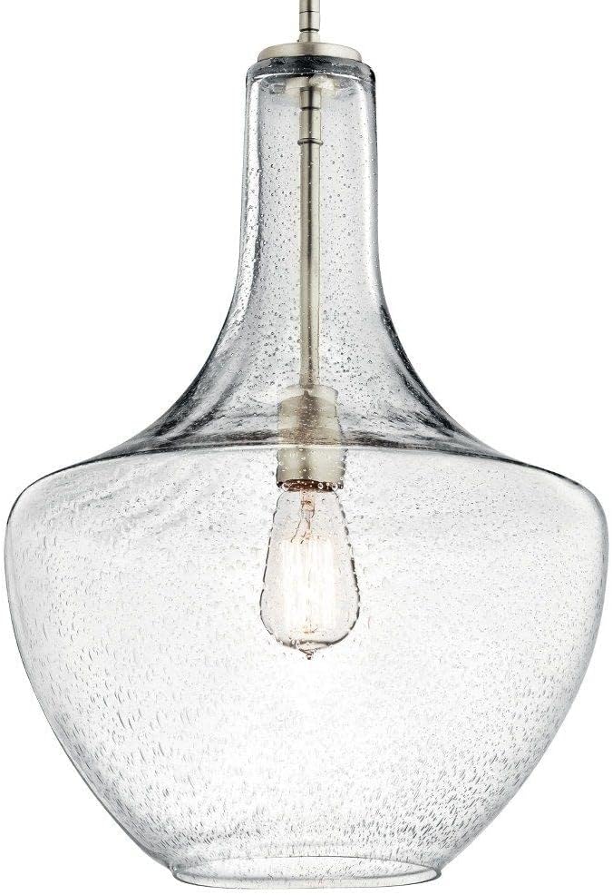 Kichler Everly 1 Light Pendant in a Black finish for Kitchen, Dining Room and Bedroom, (13.75"D x 19.75"H), 42046BK