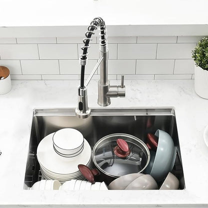 23 Inch Undermount Kitchen Sink Workstation - SZBAQTM 23x18 Inch Undermount Sink Stainless Steel Single Bowl 10'' Deep Handmade Kitchen sink with Cutting Board& Strainer
